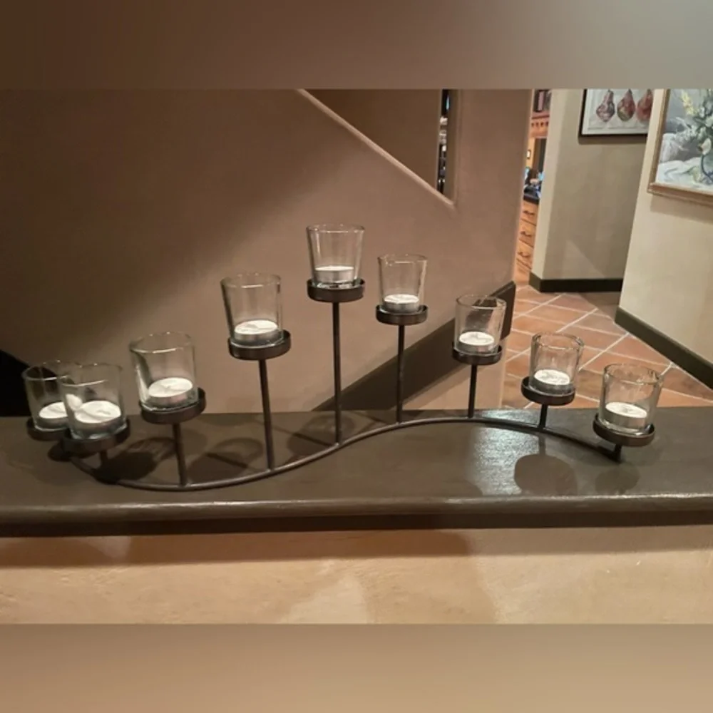 Metal candle opera with glass votives